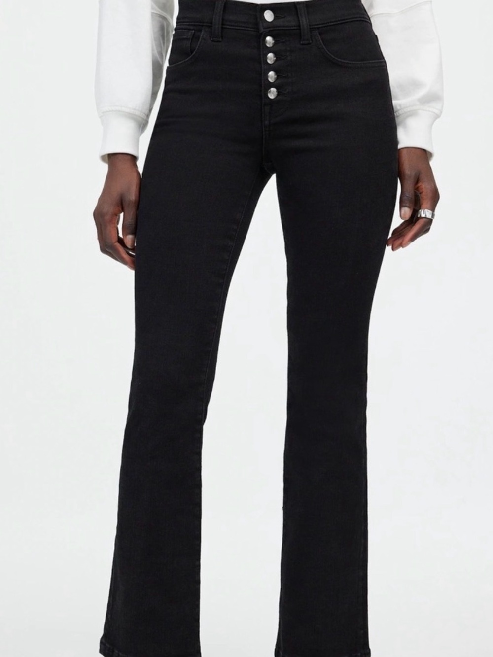 Madewell mid rise kick out jeans in black with button fly
